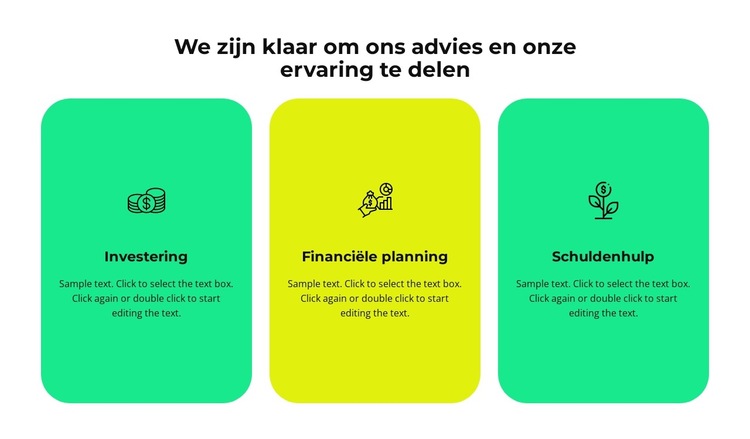 Drie diensten van ons bedrijf: Website sjabloon