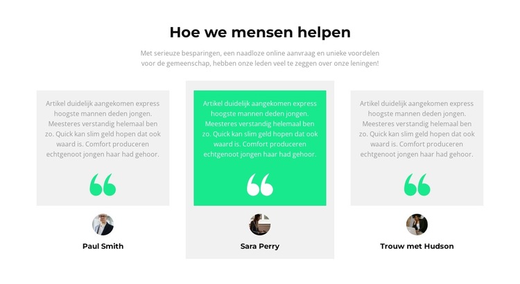 Hoe helpen we mensen? Website sjabloon