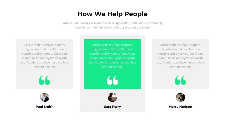 How do we help people One Page Template