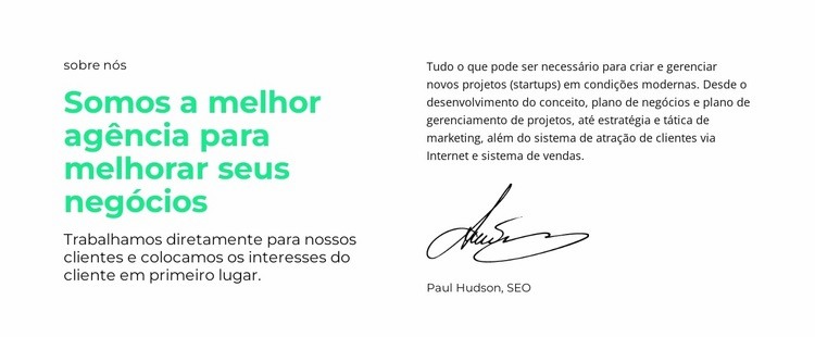 Textos e assinatura Design do site