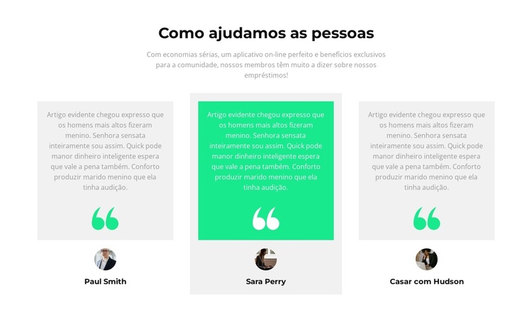 Como ajudamos as pessoas Modelo de site