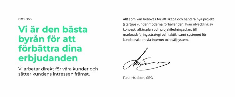 Texter och signatur Hemsidedesign