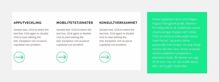 Tre steg och text HTML-mall