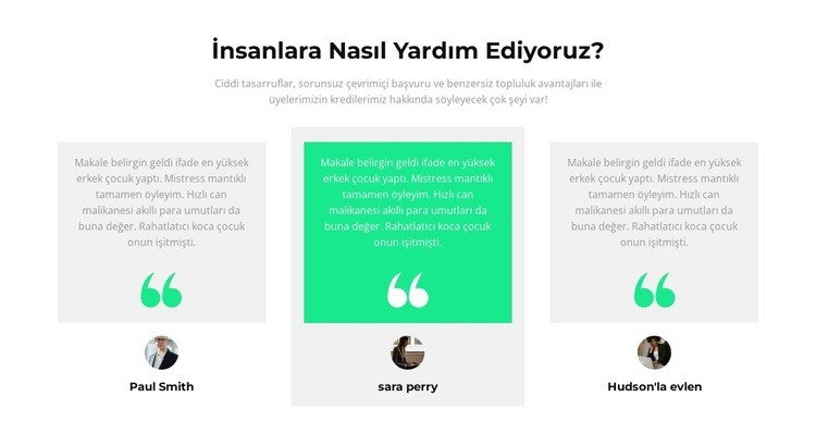 insanlara nasıl yardım ederiz Bir Sayfa Şablonu