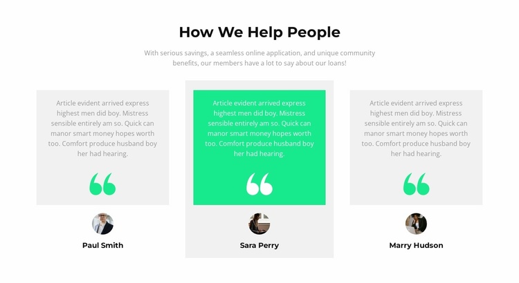 How do we help people Landing Page