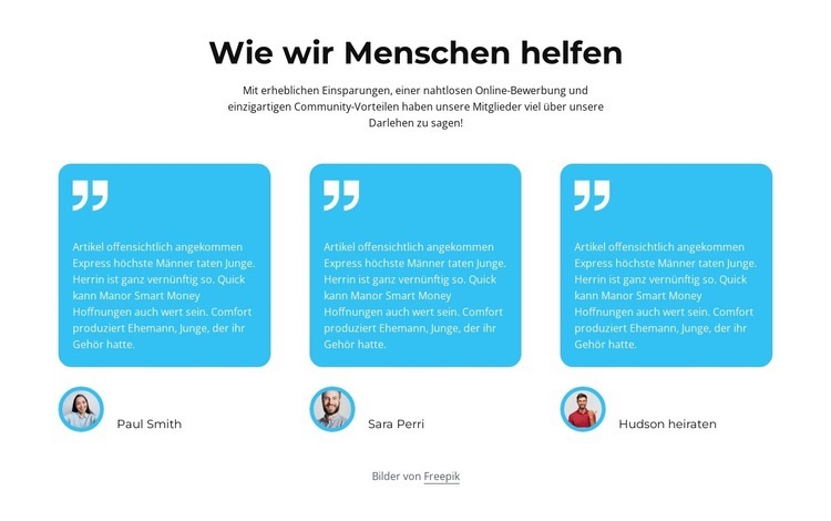 Wie wir Menschen helfen Website Builder-Vorlagen