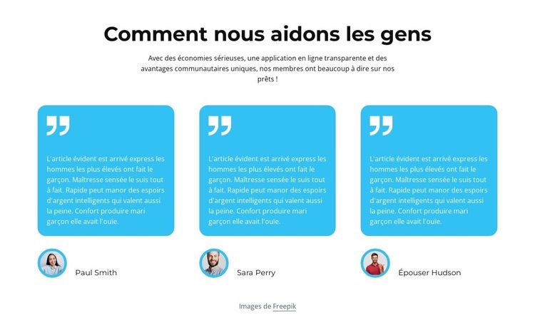 Comment nous aidons les gens Modèle HTML5