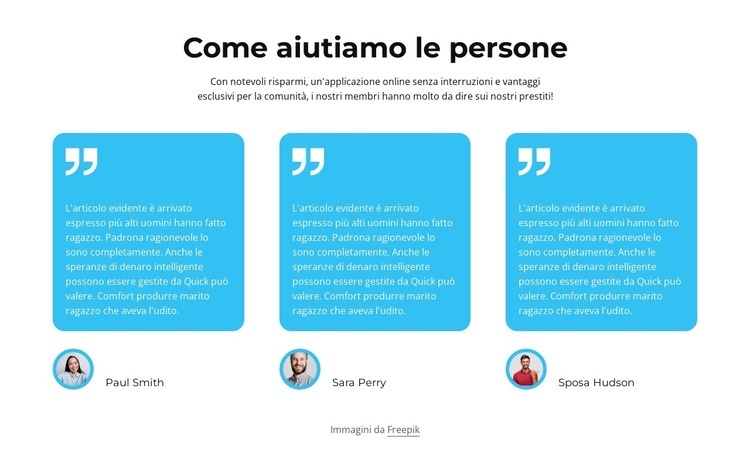 Come aiutiamo le persone Modelli di Website Builder