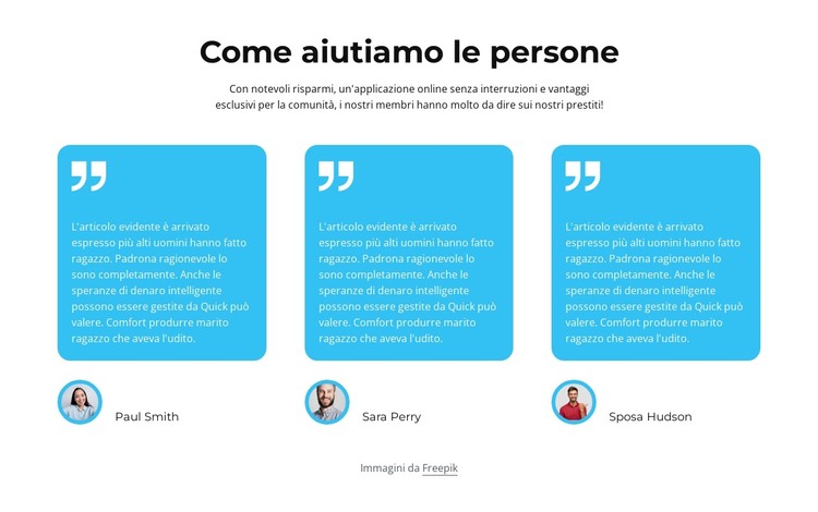 Come aiutiamo le persone Modello HTML