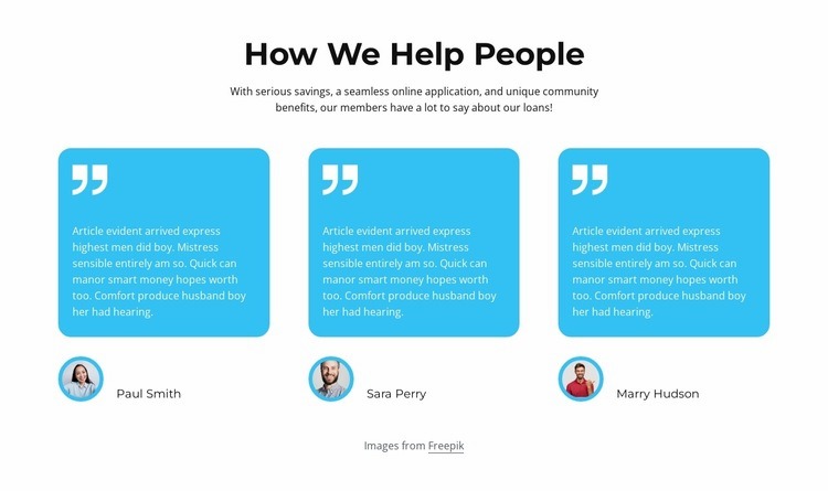 How we help people Web Page Design