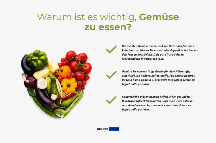 Bestes Gemüse zum täglichen Essen HTML Website Builder