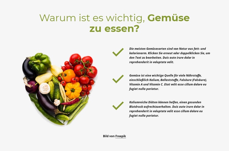 Bestes Gemüse zum täglichen Essen HTML5-Vorlage