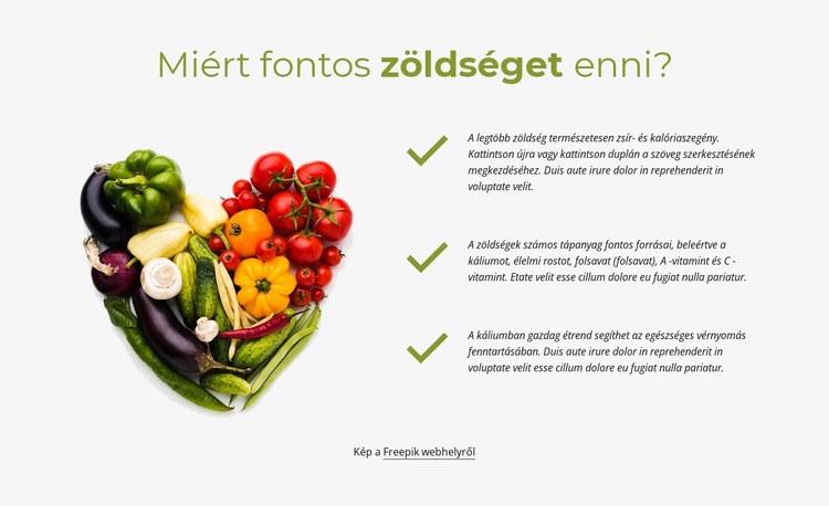 A legjobb napi zöldségek Weboldal sablon