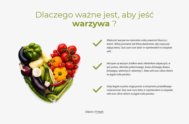 Najlepsze warzywa do codziennego jedzenia Makieta strony internetowej