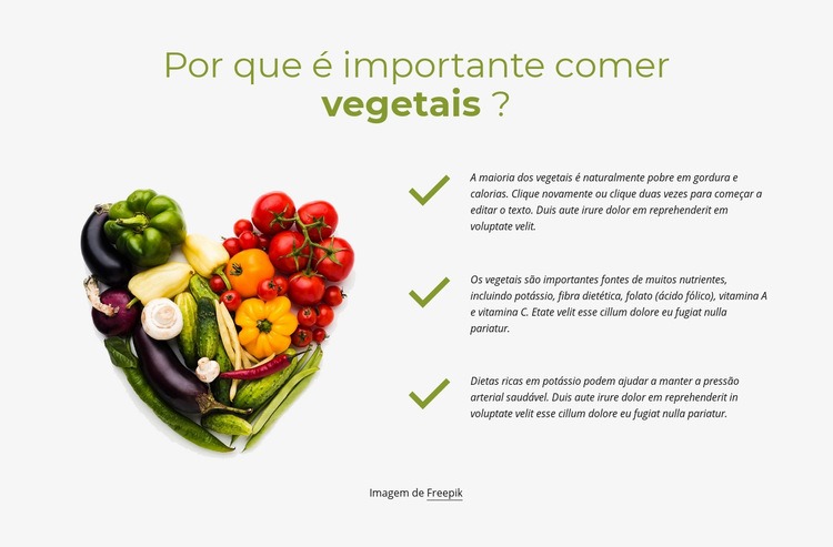 Melhores vegetais para comer diariamente Maquete do site
