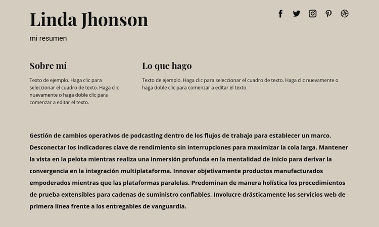 Algo de información sobre mi Plantillas de creación de sitios web