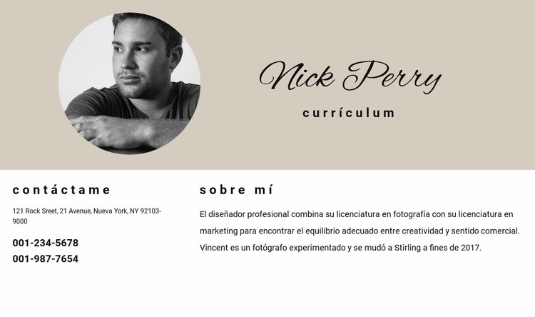 CV y contactos Tema de WordPress