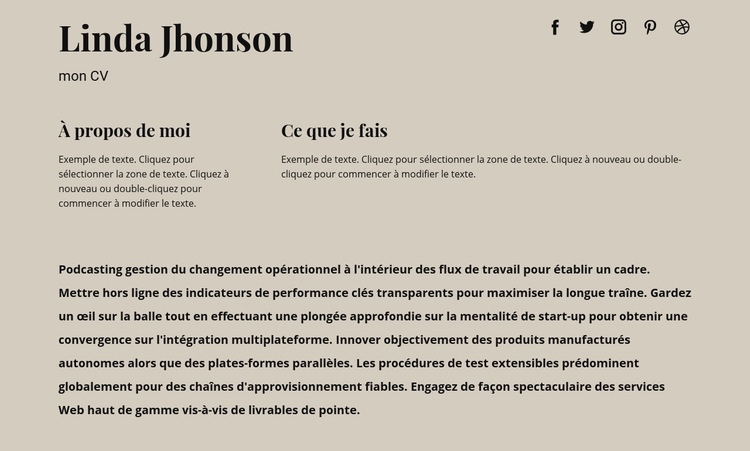 Quelques informations sur moi Page de destination