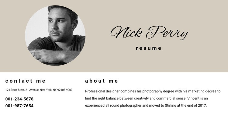 Resume and contacts Html Code Example