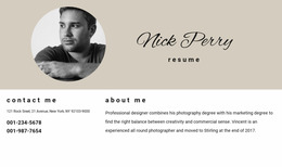 Resume And Contacts - Online HTML Page Builder