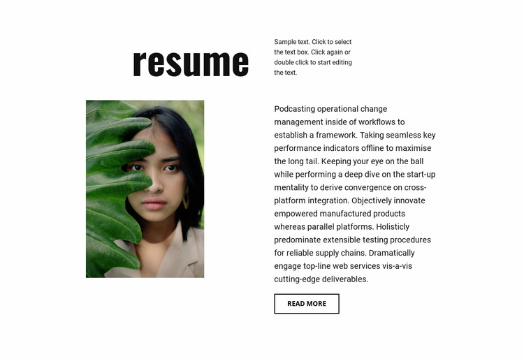 Photographer resume Html Website Builder