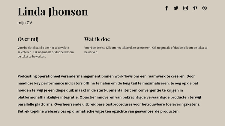 Wat informatie over mij Website mockup