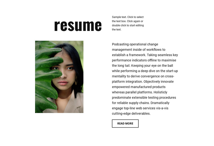 Photographer resume One Page Template