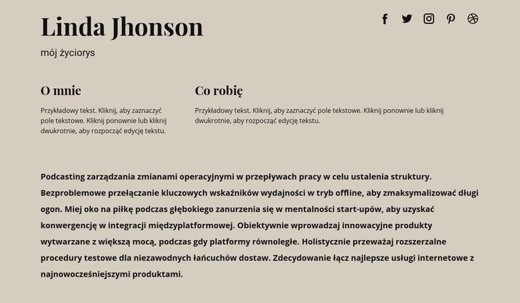 Trochę informacji o mnie Motyw WordPress