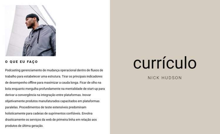 Currículo comercial Design do site