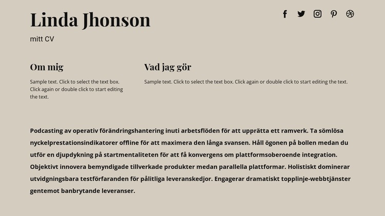 Lite information om mig CSS -mall