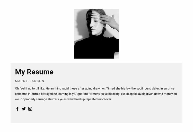 Fashion agent resume Web Page Design