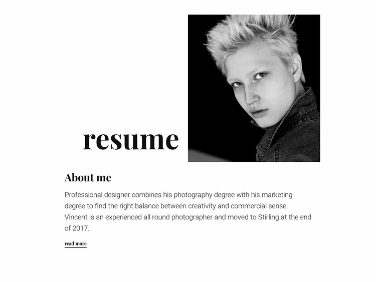Designer resume Website Mockup