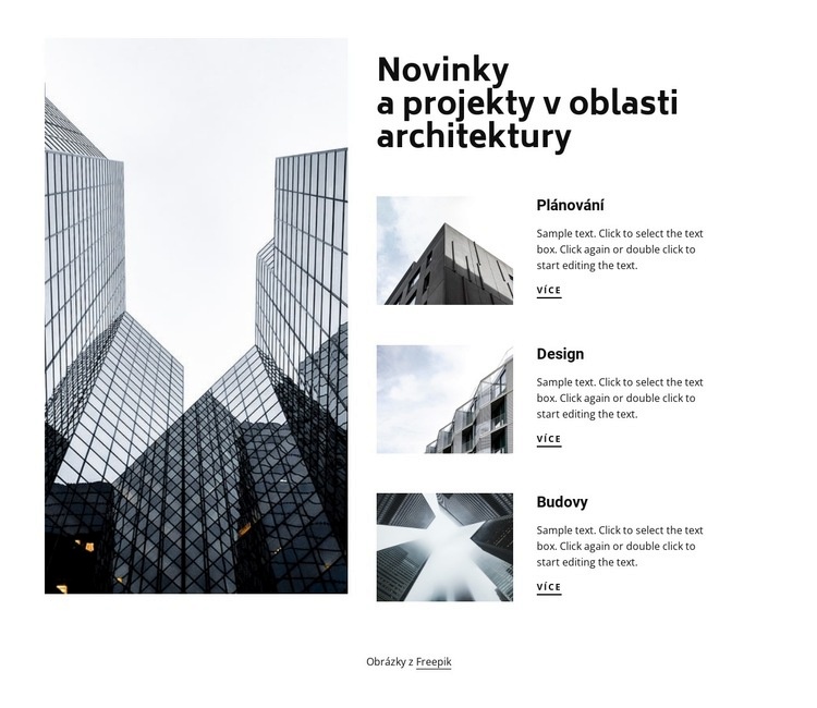 Projekty architektury Šablona webové stránky