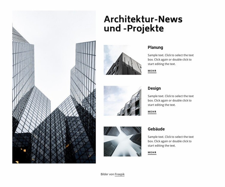 Architekturprojekte Eine Seitenvorlage