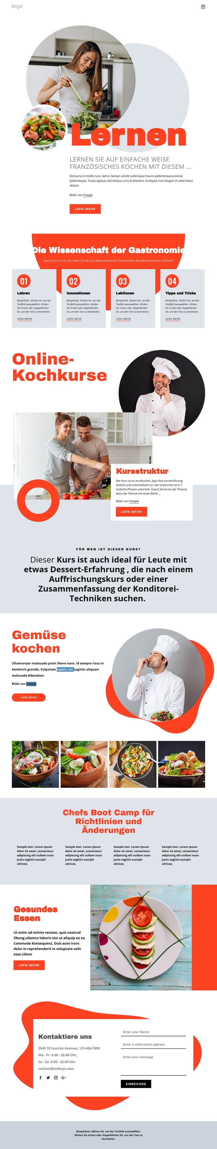 Lerne das Kochen auf einfache Weise HTML-Vorlage