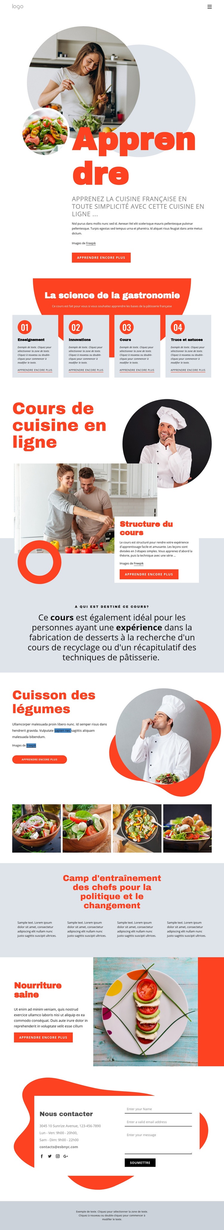 Apprenez à cuisiner en toute simplicité Maquette de site Web