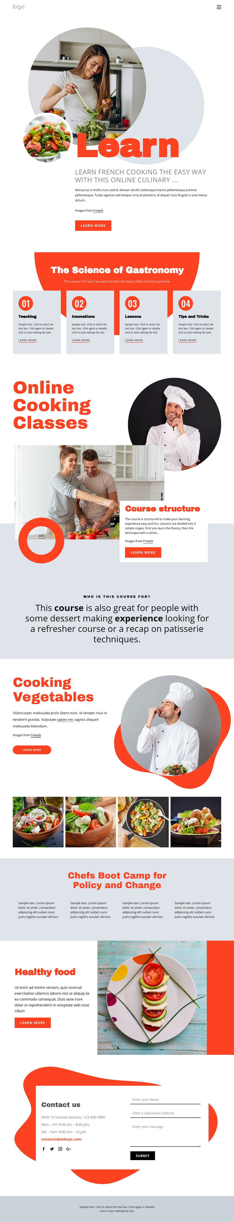 Learn cooking the easy way Homepage Design