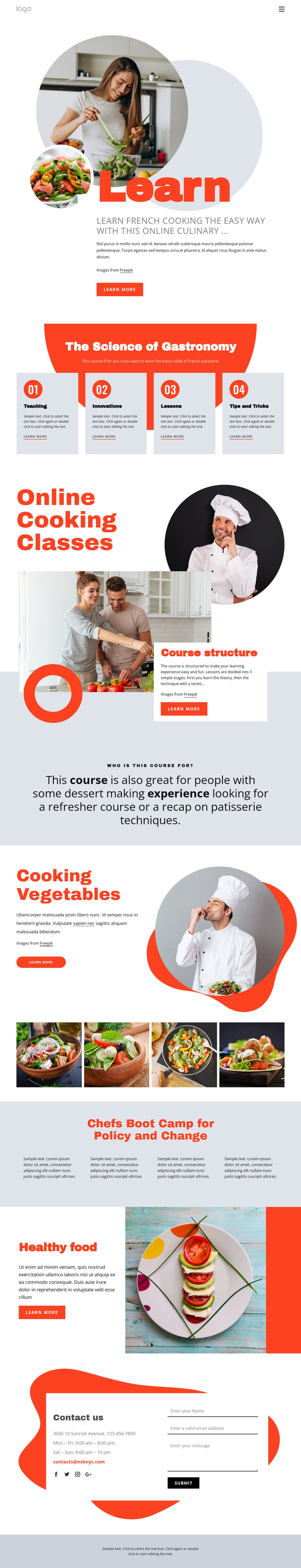 Learn cooking the easy way One Page Template