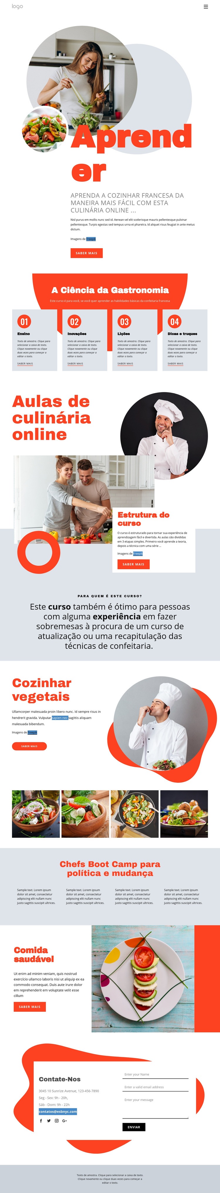 Aprenda a cozinhar de maneira fácil Template Joomla