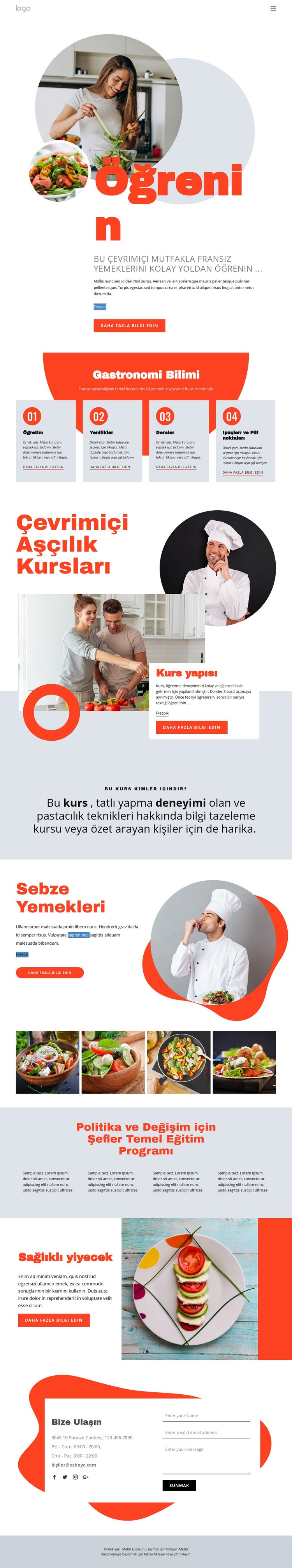 Kolay yoldan pişirmeyi öğrenin HTML5 Şablonu