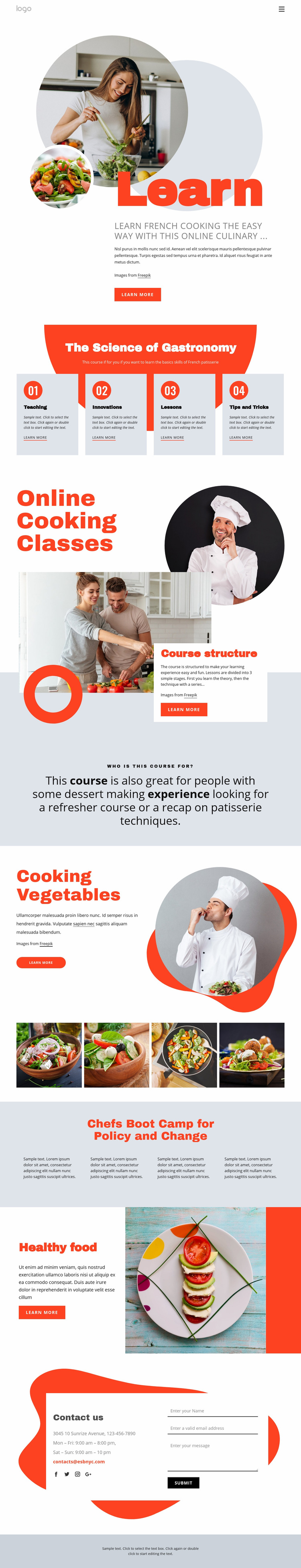 Learn cooking the easy way Web Page Design
