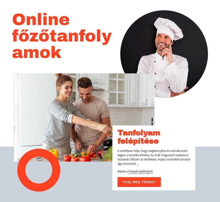 Online főzőtanfolyamok Weboldal sablon
