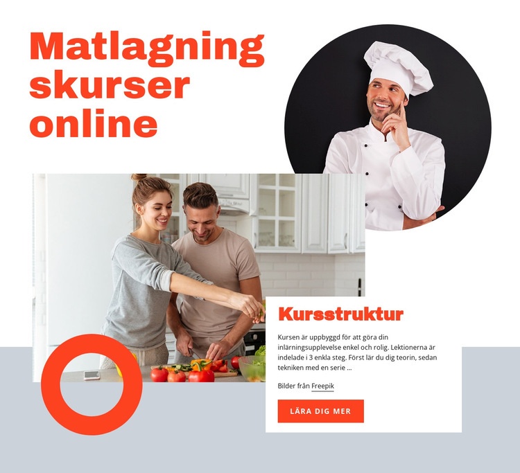Online matlagningskurser Hemsidedesign
