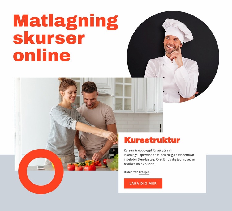 Online matlagningskurser Webbplats mall