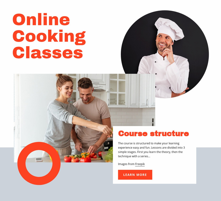 Online cooking classes Landing Page