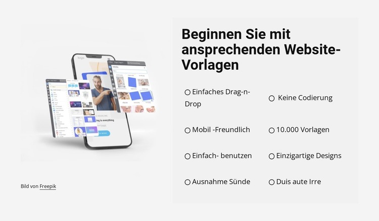 Beginnen Sie mit schönen Vorlagen HTML-Vorlage