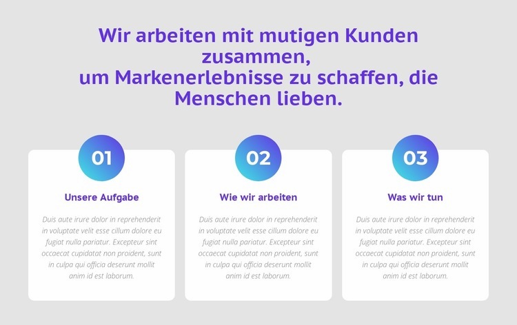 3 Spalten mit Zahlen Website-Modell