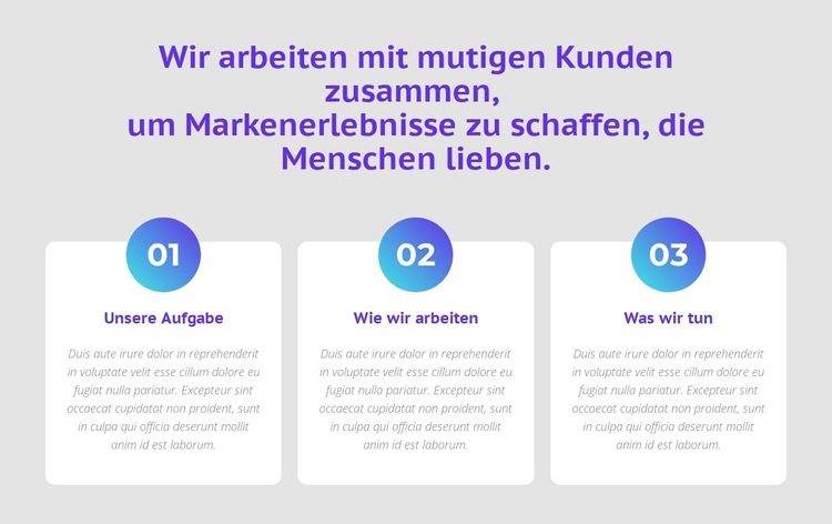 3 Spalten mit Zahlen Website-Vorlage