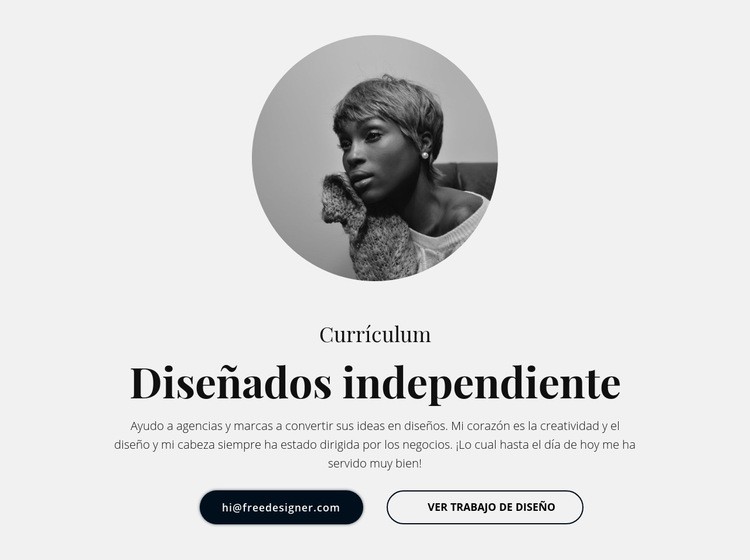CV de diseñador independiente Maqueta de sitio web