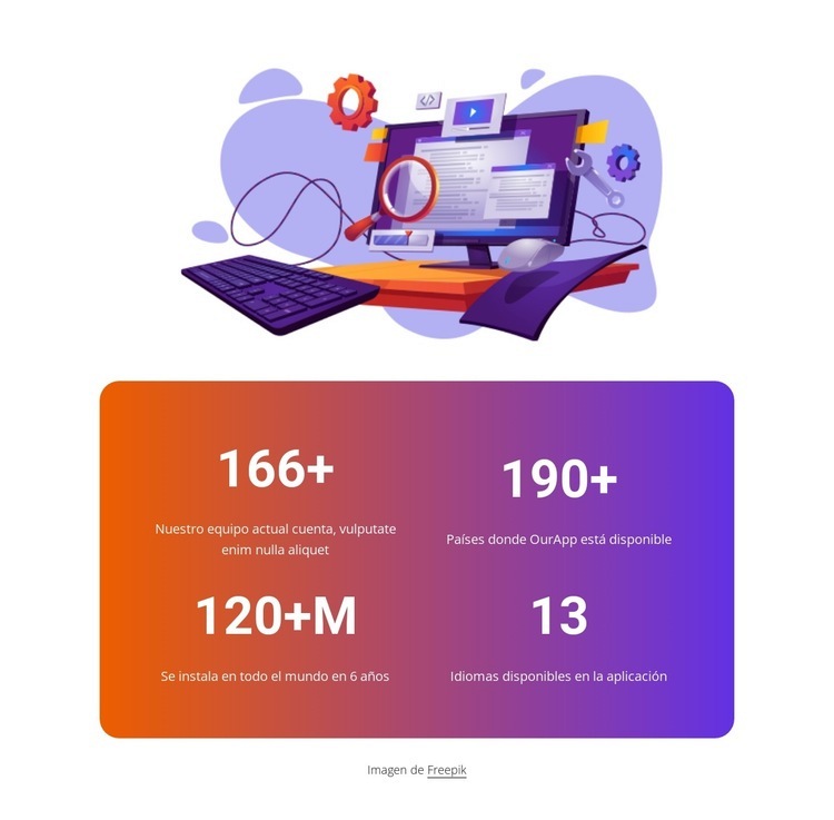 Bloque contadores con imagen Maqueta de sitio web